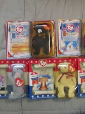 Lot of 6 in Packaging TY BEANIE BABY BEARS McDonalds 5" Plush Millenium +The End